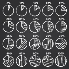 Set of vector chalk hand drawn pie chart infographics elements