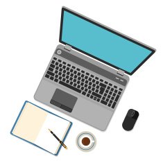 Flat design Laptop on table