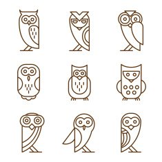Set of Owl Logos and Emblems