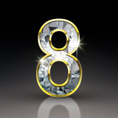 3d shiny diamond number 8
