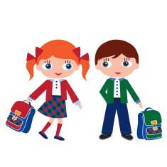 Schoolchildren with schoolbags