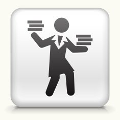 Square Button with Businesswoman & education