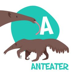 Funny cartoon animals vector alphabet letter set for kids A N2