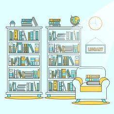 library scene illustration N2