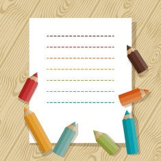 Background with colored pencils in retro style