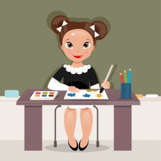 Girl on the drawing lesson Vector Illustration N2