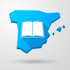 Spain map icon with a book
