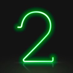 3d green neon light number 2
