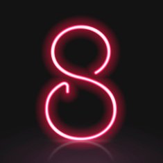 3d red neon light number 8