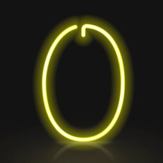 3d yellow neon light number 0