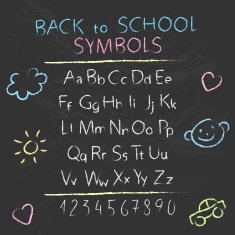 Vector handdrawn chalk alphabet on school board