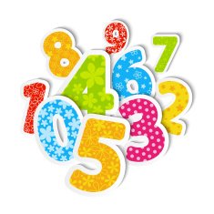 Paper color numbers on white
