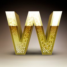 3d golden sequins letter W