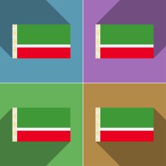 Flags Chechen Republic Set of colors flat design
