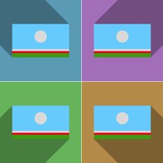 Flags Sakha Republic Set of colors flat design