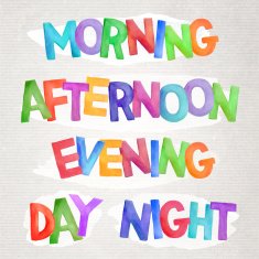 Vector watercolor time of day words N2