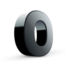 glossy black alphabet O N2