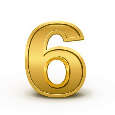 3d bright golden number 6 free image download