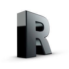 glossy black alphabet R N2
