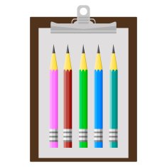 clipboard with sharpened detailed pencil