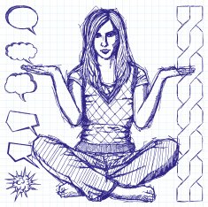 Sketch Woman In Lotus Pose With Open Hands