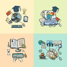 Online education icon sketch N2