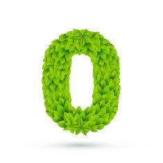 3d green leaves number 0