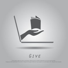 hand hold book from laptop vector icon N3