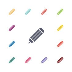 pencil flat icons set