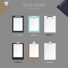 Vector clipboard with paper and pen set for design