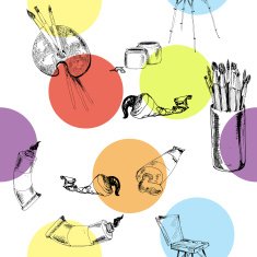 Seamless background with painting accessories N2