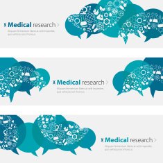 Medical Research Banners And Icon Set N3