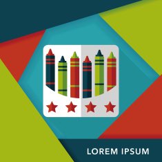 crayons flat icon with long shadow eps10 N70