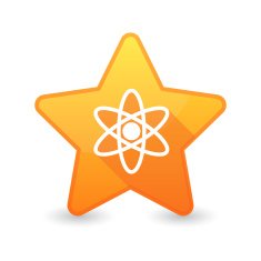 Isolated star icon with an atom