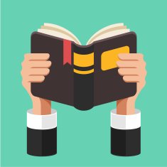 Book in hands Vector flat illustration