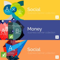 Flat design vector infographic banners with geometric infographics N136