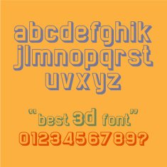 Retro alphabet small letters 3D style Vector font