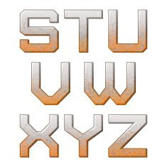 Rusty iron alphabet Set of old aged letters