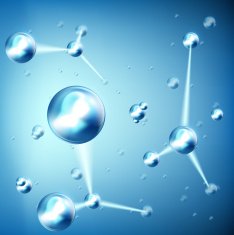 molecule on a blue background