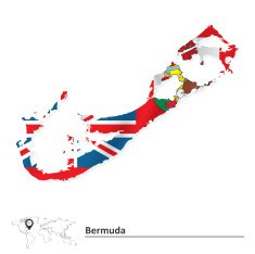 Map of Bermuda with flag