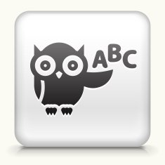 Square Button with ABC Owl