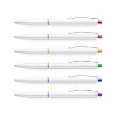 Vector Set of Pens with Multicolored Caps Isolated