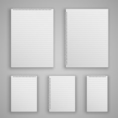 Set blank realistic spiral notepad