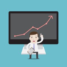 Businessman presentation with chart on monitor - Vector N2