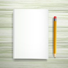 blank book template and pen