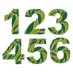 Spring floral numbers decorative eco style digits