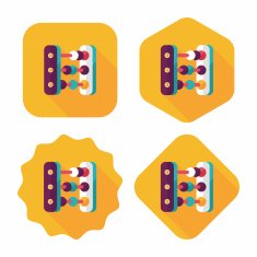 abacus calculation flat icon with long shadow N56