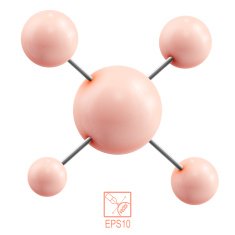Orange molecule isolated on white background Vector illustratio