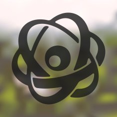 atom icon on blurred background N2