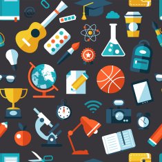 Vector school flat design seamless pattern